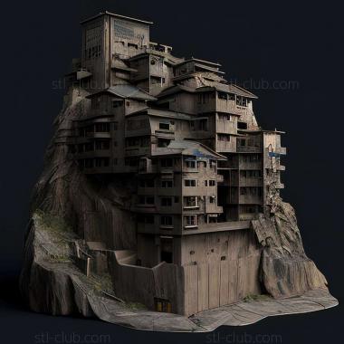 3D model Hashima in Japan (STL)